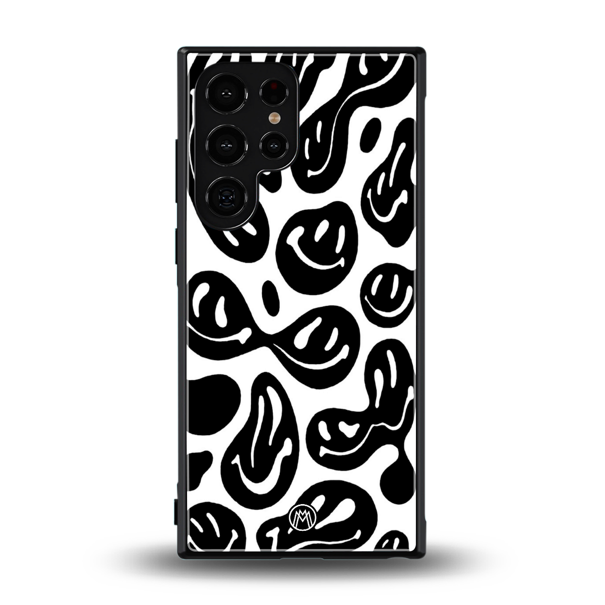 acid smiles bw back phone cover | glass case for samsung galaxy s23 ultra