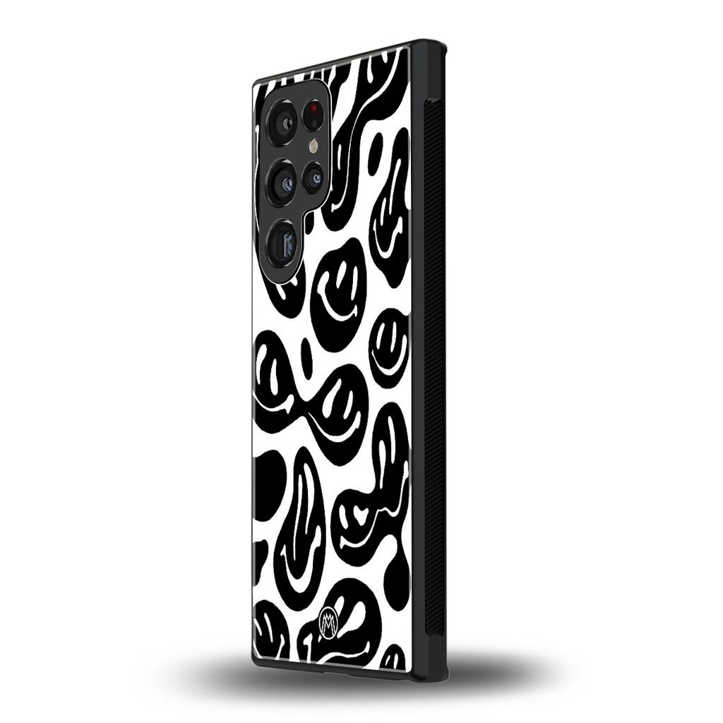 acid smiles bw back phone cover | glass case for samsung galaxy s23 ultra