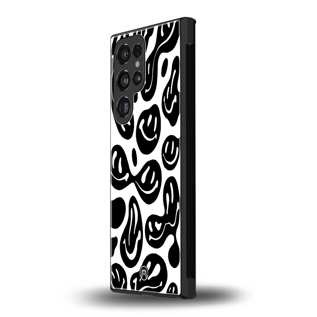 acid smiles bw back phone cover | glass case for samsung galaxy s23 ultra