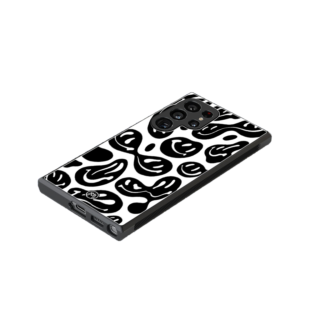 acid smiles bw back phone cover | glass case for samsung galaxy s23 ultra