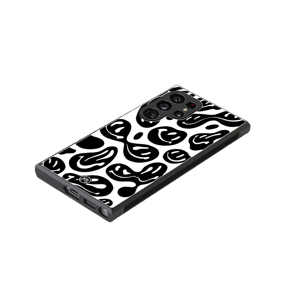 acid smiles bw back phone cover | glass case for samsung galaxy s23 ultra