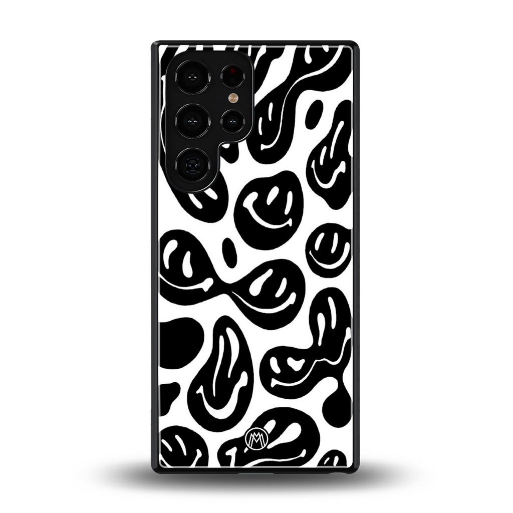 acid smiles bw back phone cover | glass case for samsung galaxy s25 ultra
