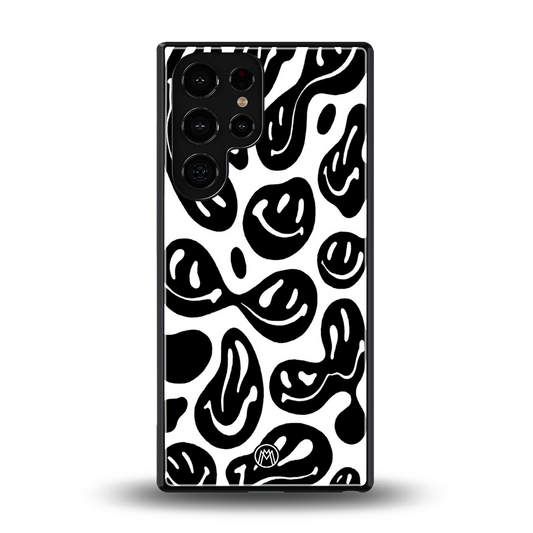 acid smiles bw back phone cover | glass case for samsung galaxy s25 ultra