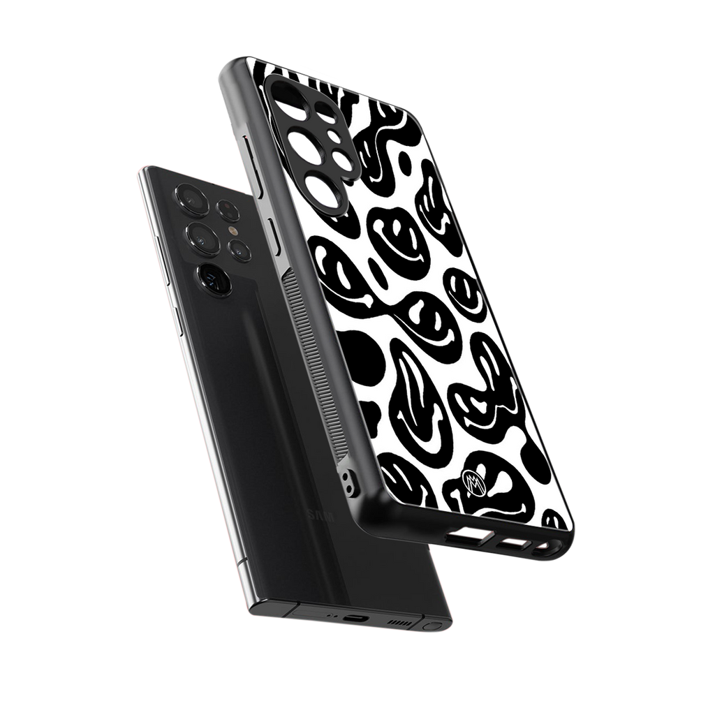 acid smiles bw back phone cover | glass case for samsung galaxy s25 ultra