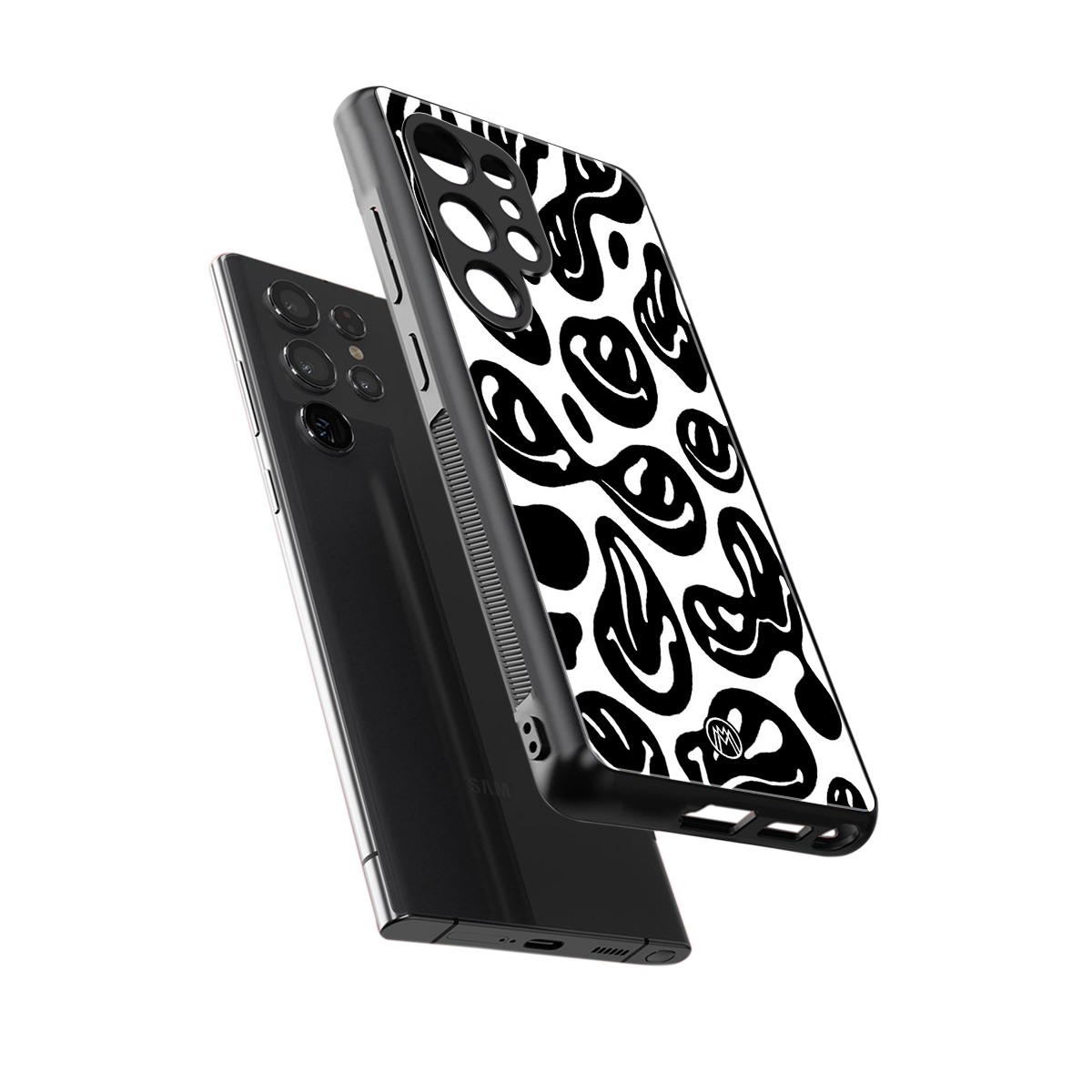 acid smiles bw back phone cover | glass case for samsung galaxy s25 ultra