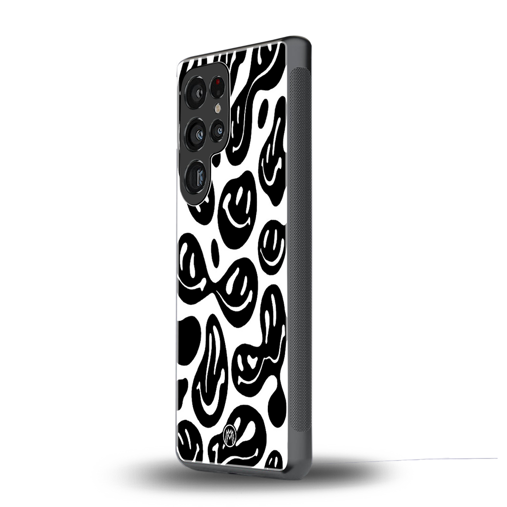 acid smiles bw back phone cover | glass case for samsung galaxy s25 ultra