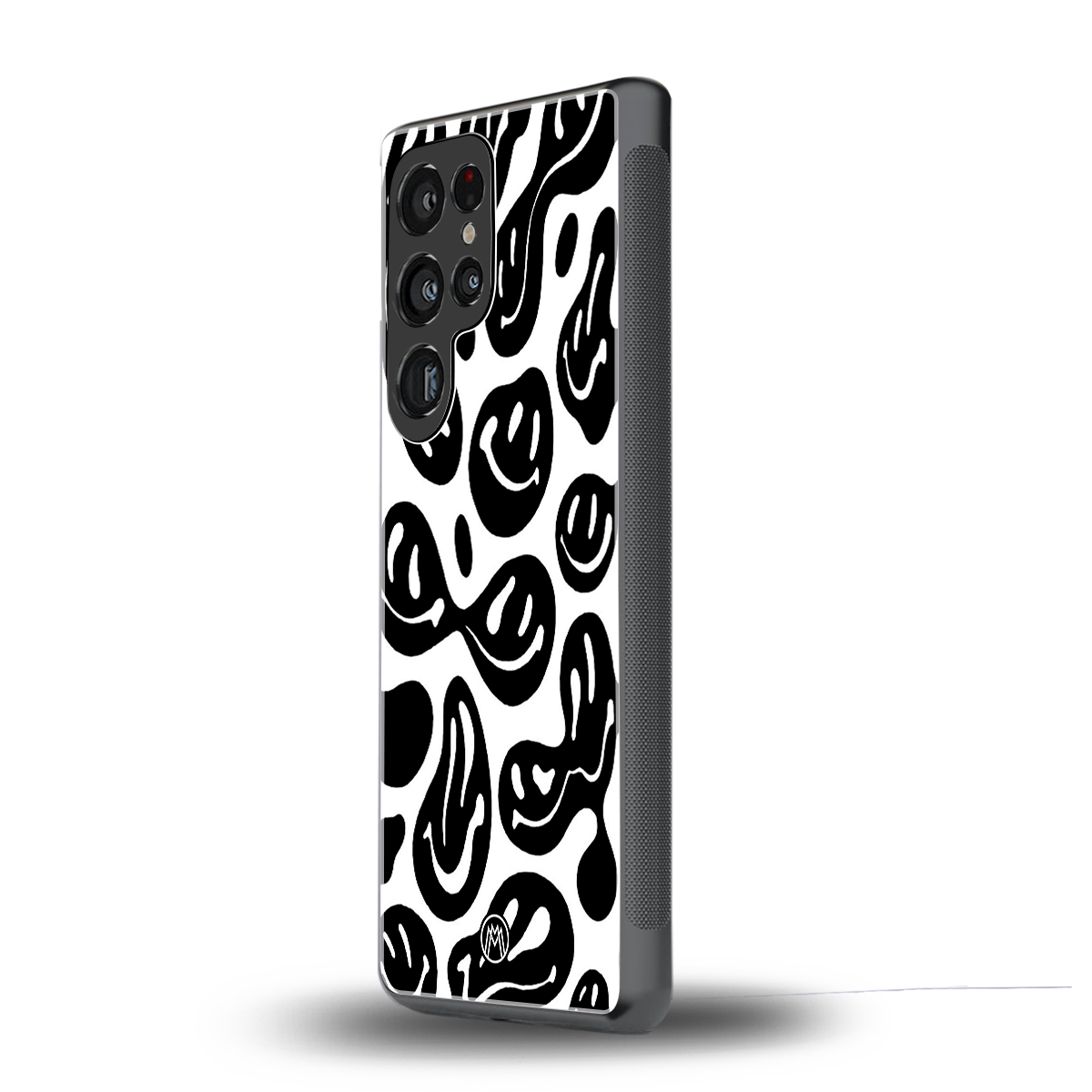 acid smiles bw back phone cover | glass case for samsung galaxy s25 ultra