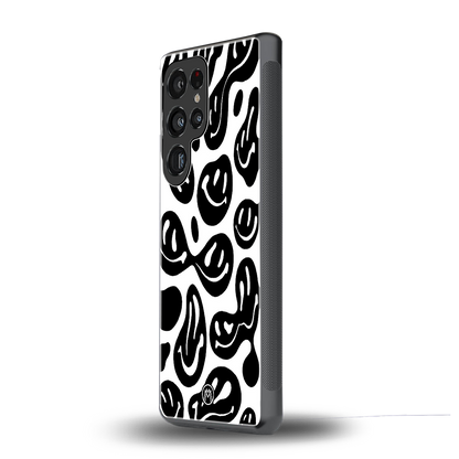 acid smiles bw back phone cover | glass case for samsung galaxy s25 ultra