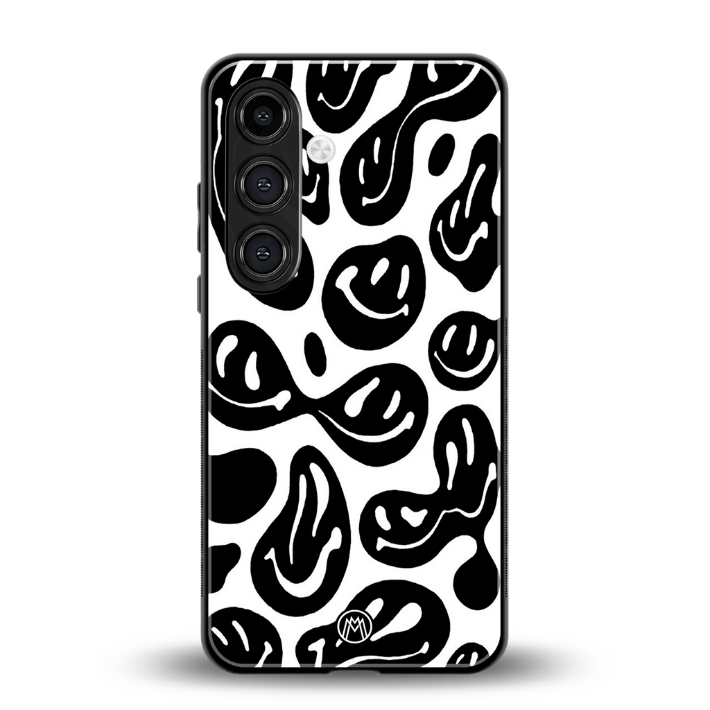 acid smiles bw back phone cover | glass case for samsung galaxy s23