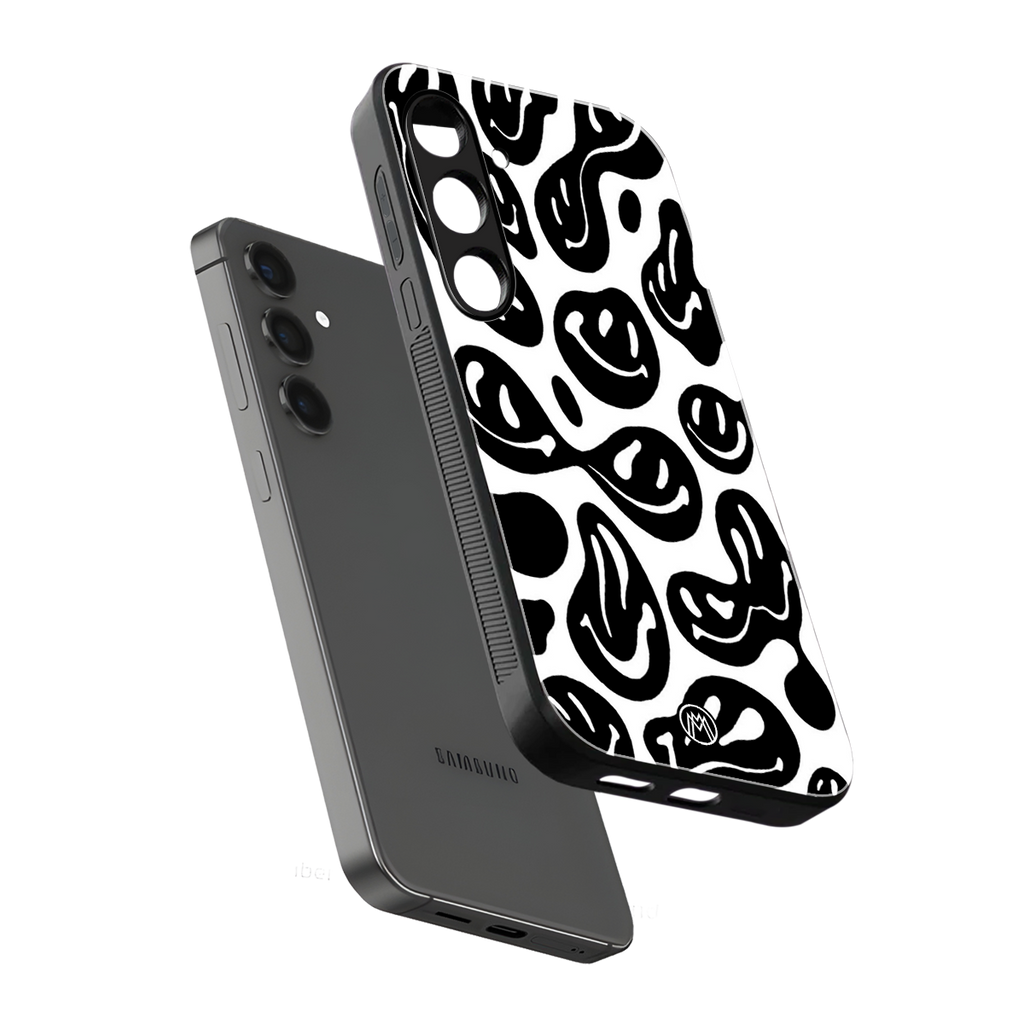 acid smiles bw back phone cover | glass case for samsung galaxy s23 plus