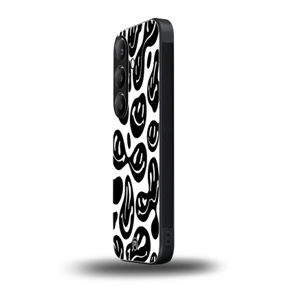 acid smiles bw back phone cover | glass case for samsung galaxy s24 fe
