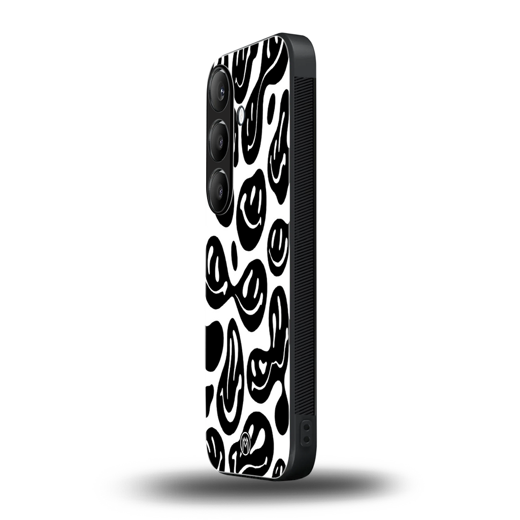 acid smiles bw back phone cover | glass case for samsung galaxy s25