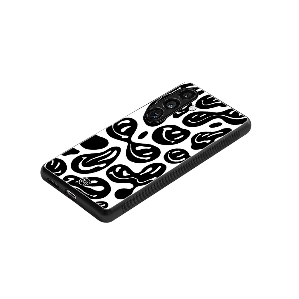 acid smiles bw back phone cover | glass case for samsung galaxy s25