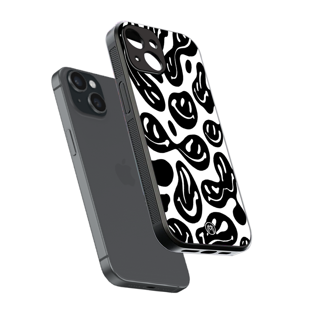 acid smiles bw back phone cover | glass case for iphone 14