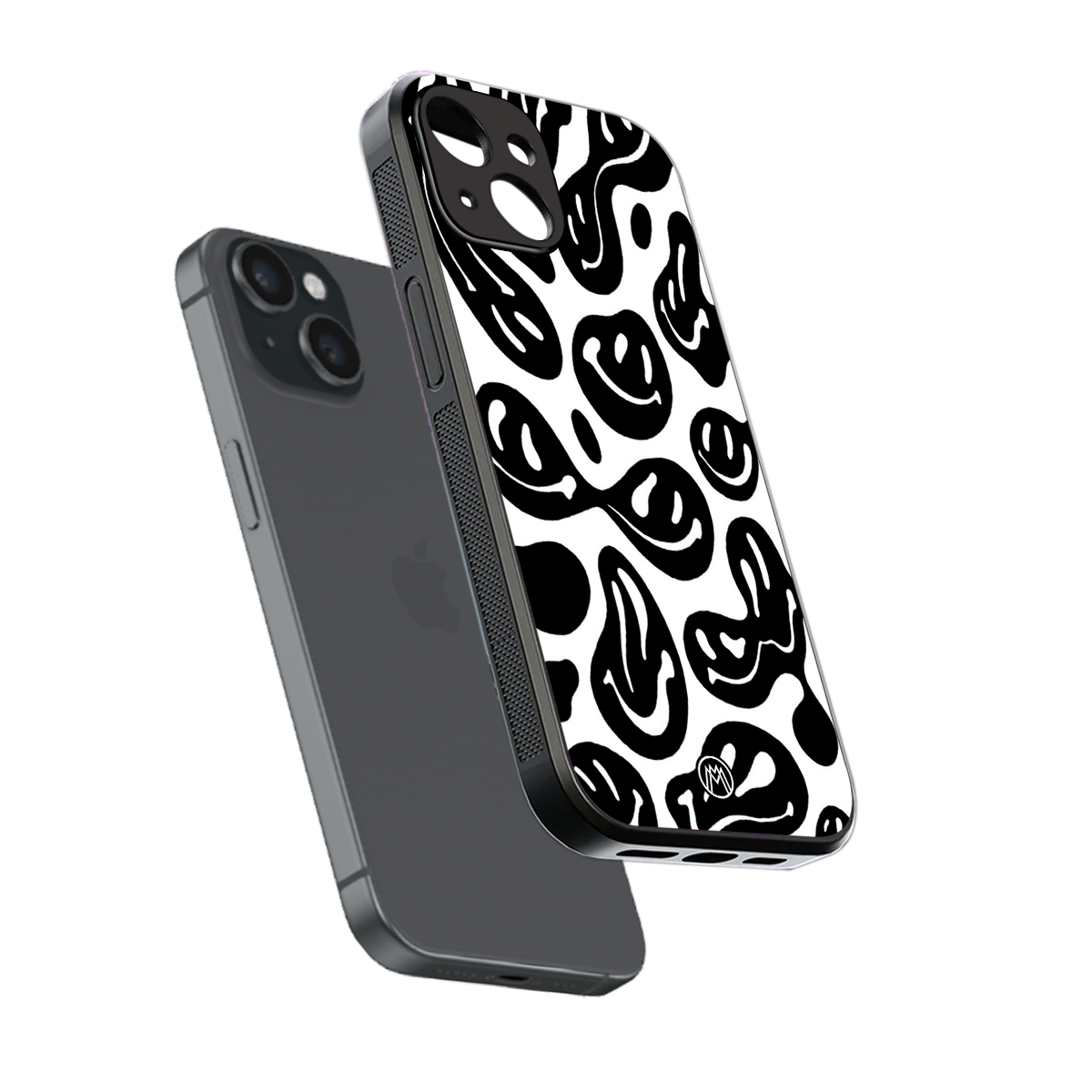 acid smiles bw back phone cover | glass case for iphone 14