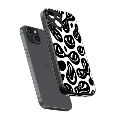 acid smiles bw back phone cover | glass case for iphone 14