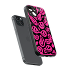acid smiles black pink back phone cover | glass case for iphone 13 mini