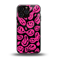 acid smiles black pink back phone cover | glass case for iphone 13 pro max