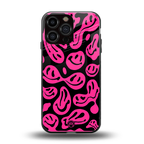 acid smiles black pink back phone cover | glass case for iphone 13 pro max