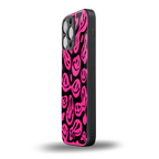 acid smiles black pink back phone cover | glass case for iphone 13 pro max