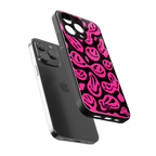 acid smiles black pink back phone cover | glass case for iphone 13 pro