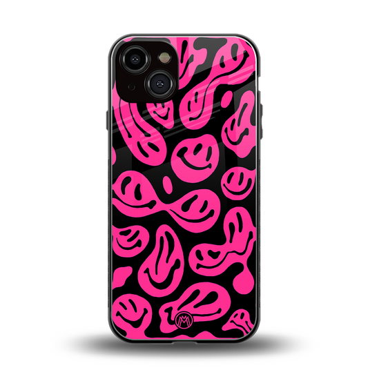 acid smiles black pink back phone cover | glass case for iphone 13