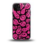 acid smiles black pink back phone cover | glass case for iphone 14 plus