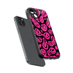 acid smiles black pink back phone cover | glass case for iphone 14 plus