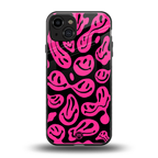 acid smiles black pink back phone cover | glass case for iphone 15