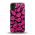 acid smiles black pink back phone cover | glass case for iphone 16 plus