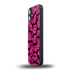 acid smiles black pink back phone cover | glass case for iphone 16 plus
