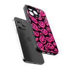 acid smiles black pink back phone cover | glass case for iphone 16 pro max