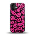 acid smiles black pink back phone cover | glass case for iphone 16