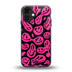 acid smiles black pink back phone cover | glass case for iphone 16