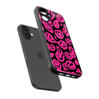 acid smiles black pink back phone cover | glass case for iphone 16