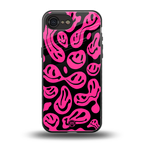 acid smiles black pink back phone cover | glass case for iphone 16e