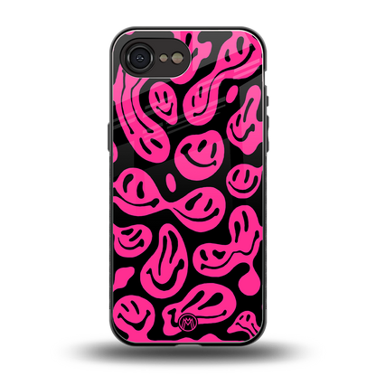 acid smiles black pink back phone cover | glass case for iphone 16e