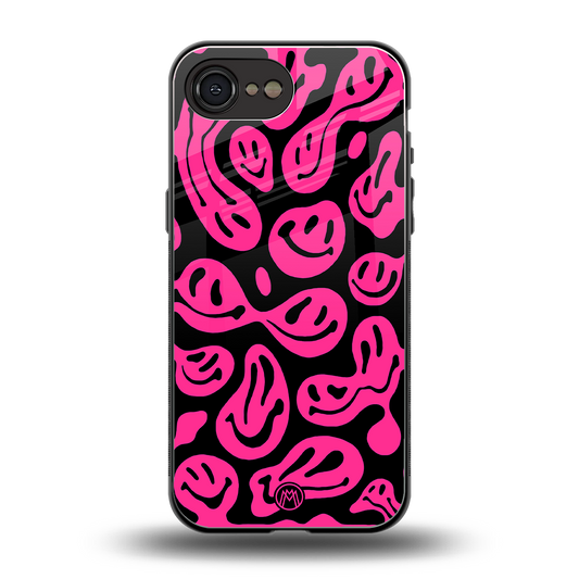 acid smiles black pink back phone cover | glass case for iphone 16e