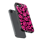 acid smiles black pink back phone cover | glass case for iphone 16e