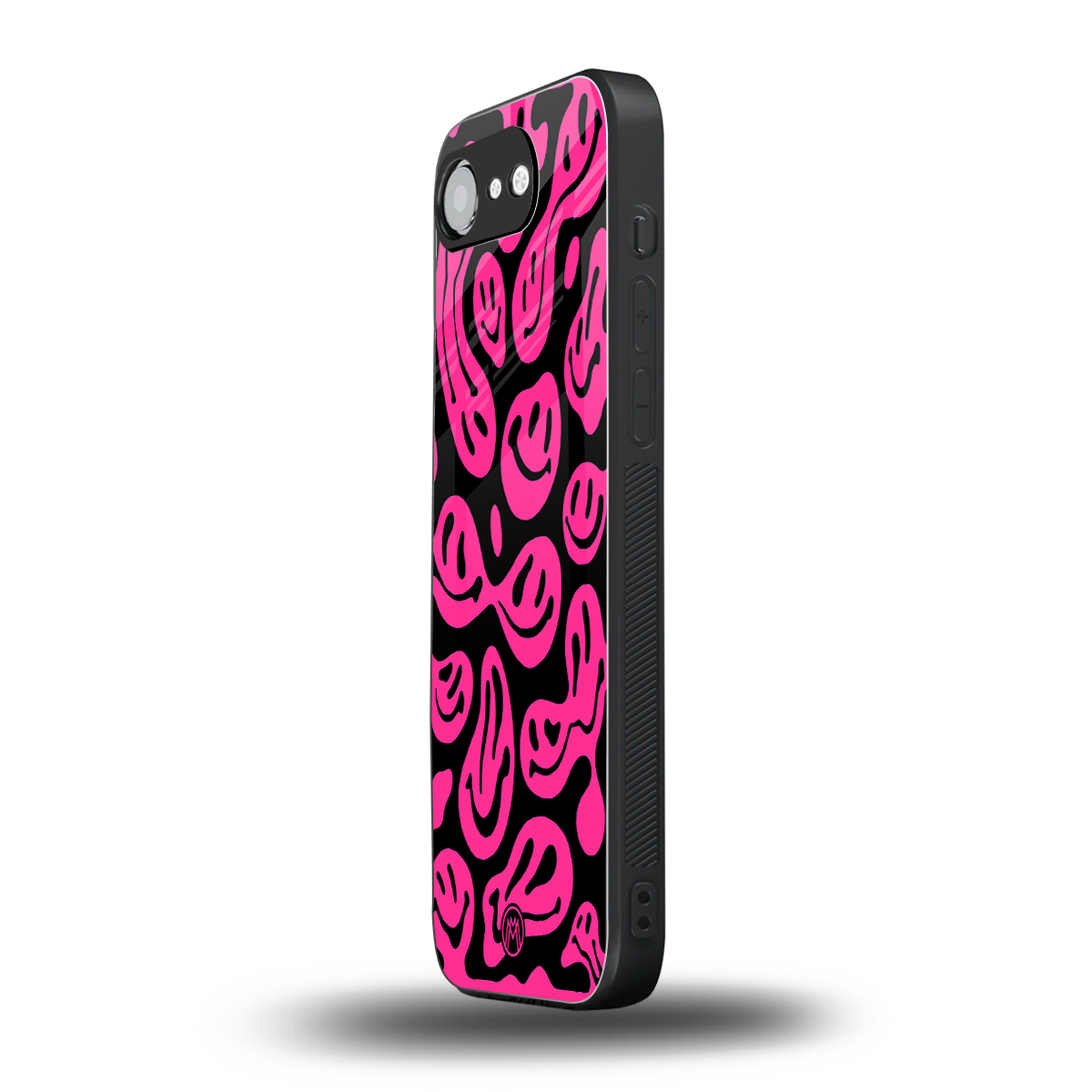 acid smiles black pink back phone cover | glass case for iphone 16e