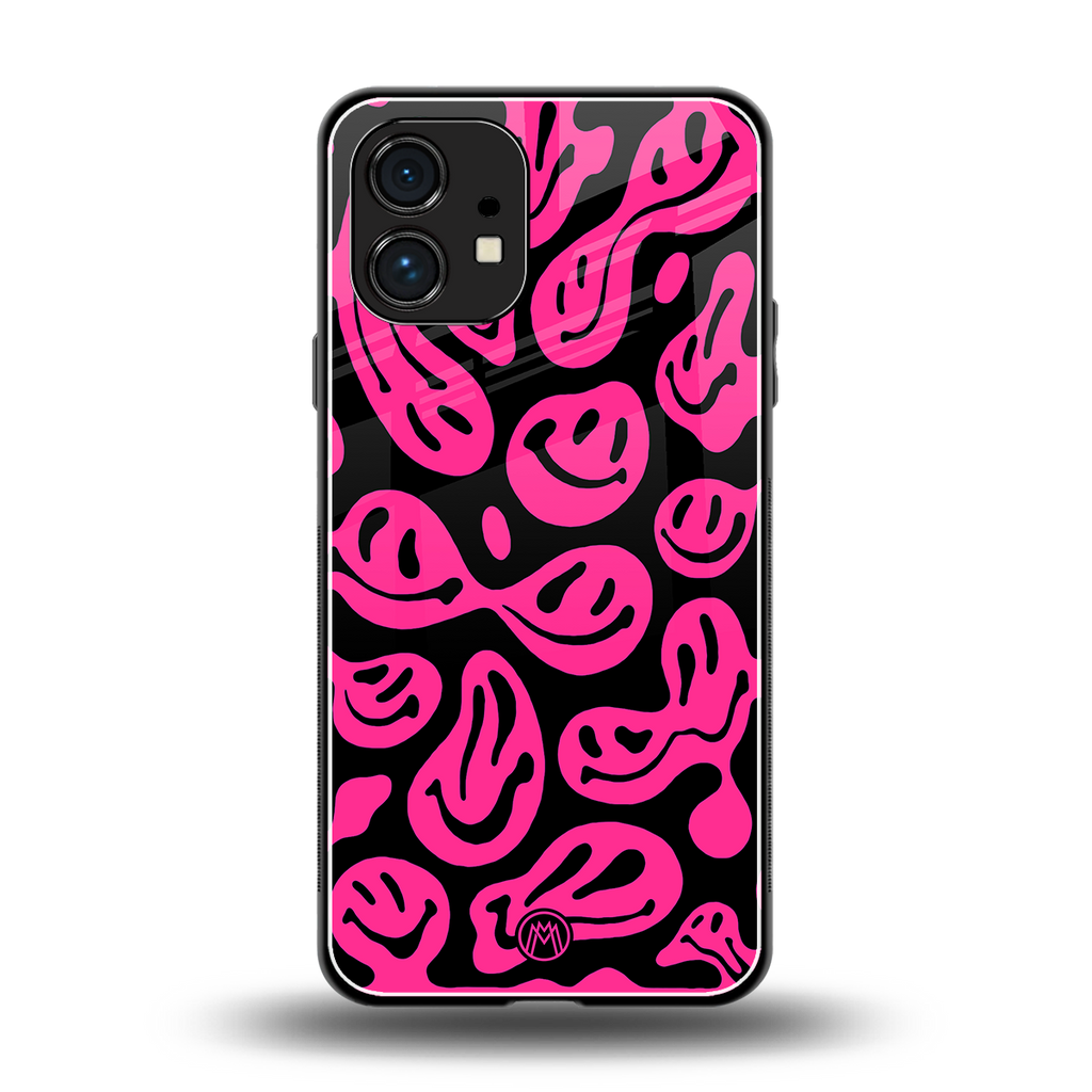 acid smiles black pink back phone cover | glass case for nothing phone 1