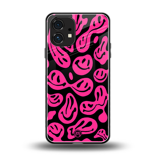acid smiles black pink back phone cover | glass case for nothing phone 1