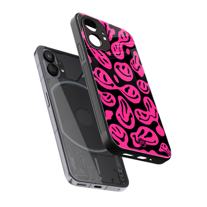 acid smiles black pink back phone cover | glass case for nothing phone 1
