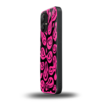 acid smiles black pink back phone cover | glass case for nothing phone 1