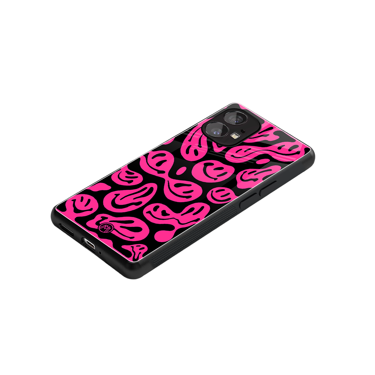 acid smiles black pink back phone cover | glass case for nothing phone 1