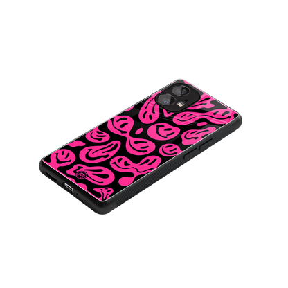 acid smiles black pink back phone cover | glass case for nothing phone 1