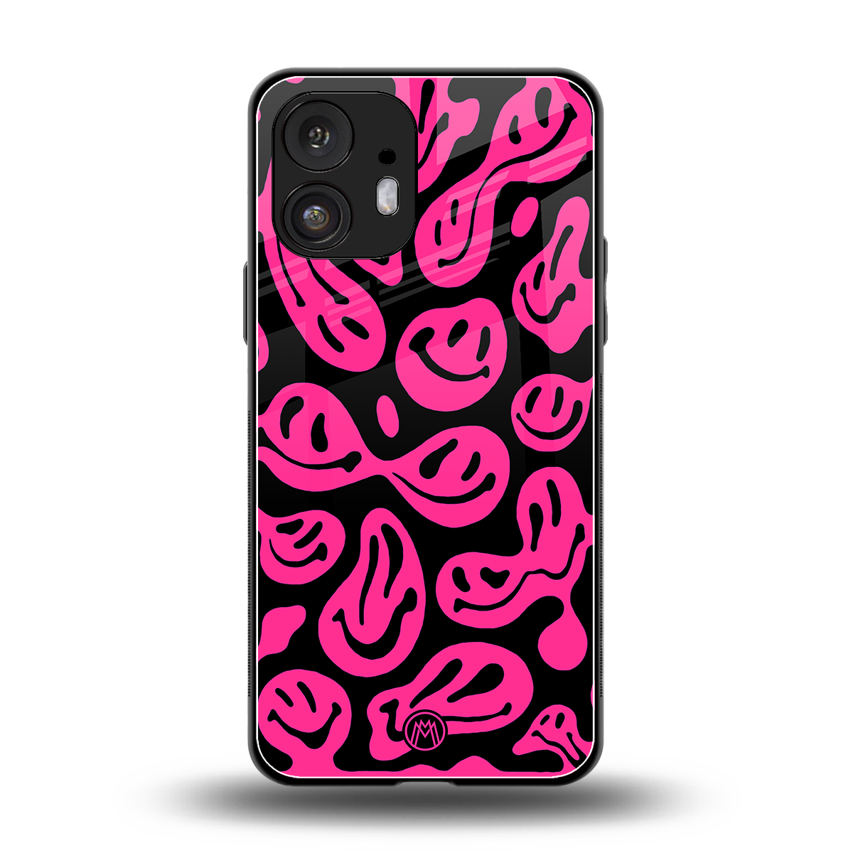 acid smiles black pink back phone cover | glass case for nothing phone 2