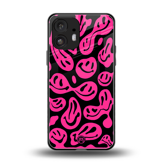 acid smiles black pink back phone cover | glass case for nothing phone 2