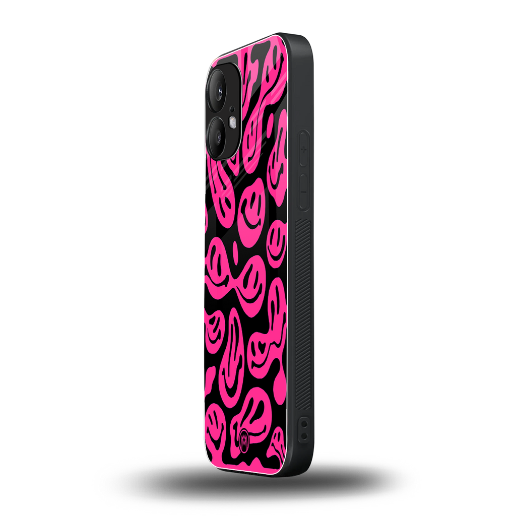 acid smiles black pink back phone cover | glass case for nothing phone 2