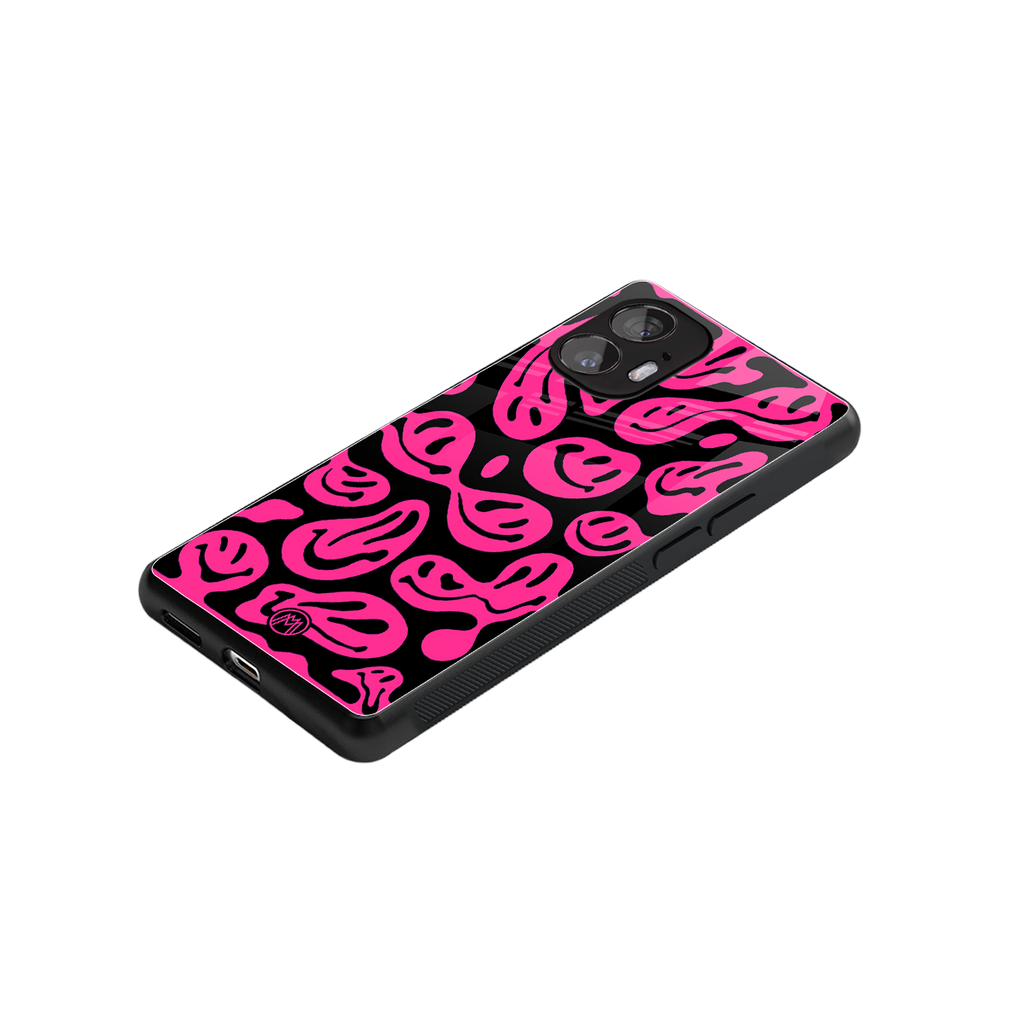 acid smiles black pink back phone cover | glass case for nothing phone 2